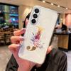 Transparent Phone Case Flowers Golden Rose Letters For Samsung Galaxy A55 A15 A25 A35 A07 A17 A06 A37 A57 Silicone Clear Cover