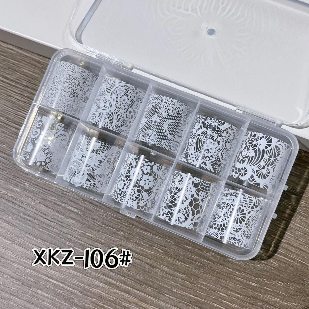 Lace Design Nail Foils Stripe Pattern Black White Nail Stickers Leopard Print Sequin Effect Nail Decorations Manicure DIY