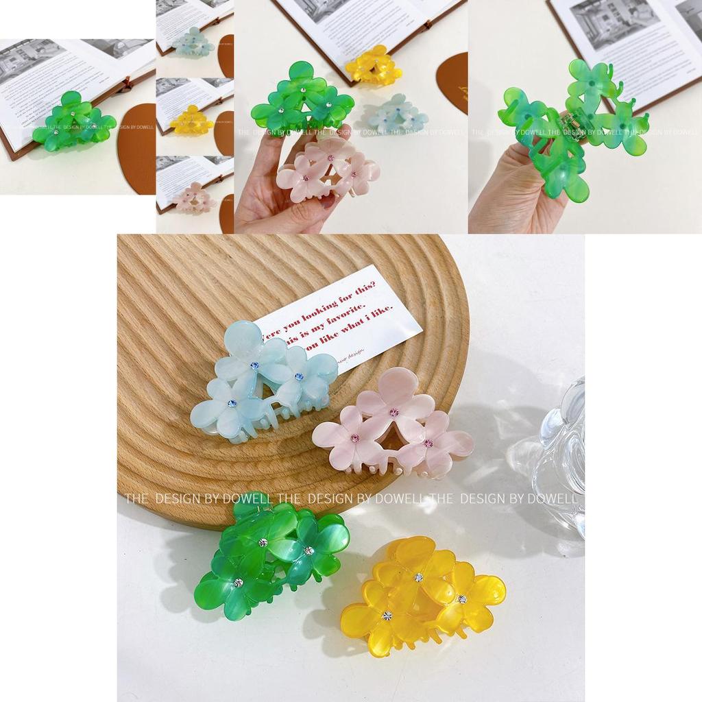 Elegante florales Design Acetat Haarspange Luxus Strass Haarklammer für Frauen