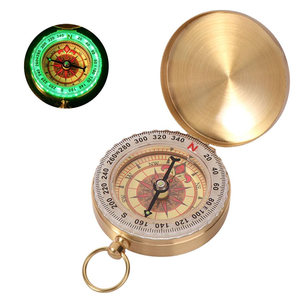 Gold Color Outdoor Compass Copper Camping Compass High-Grade Portable Pocket Compass Navigation