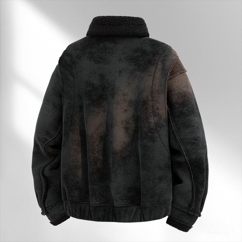 Men's 2025 Winter Warm Lambswool Jacket - Thick, Solid Color, Loose Fit