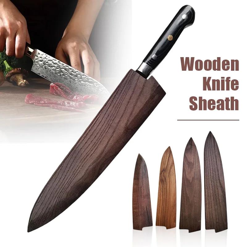 Professionell japansk kockknivslida för Gyuto/Santoku/Willagi-blad Skyddande träslida Förvaringsfodral för sushikockknivar