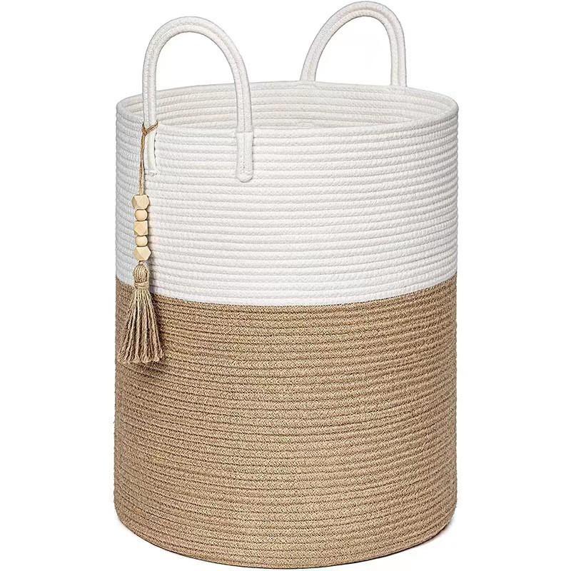 Woven Cotton Laundry Basket Bedroom Living
