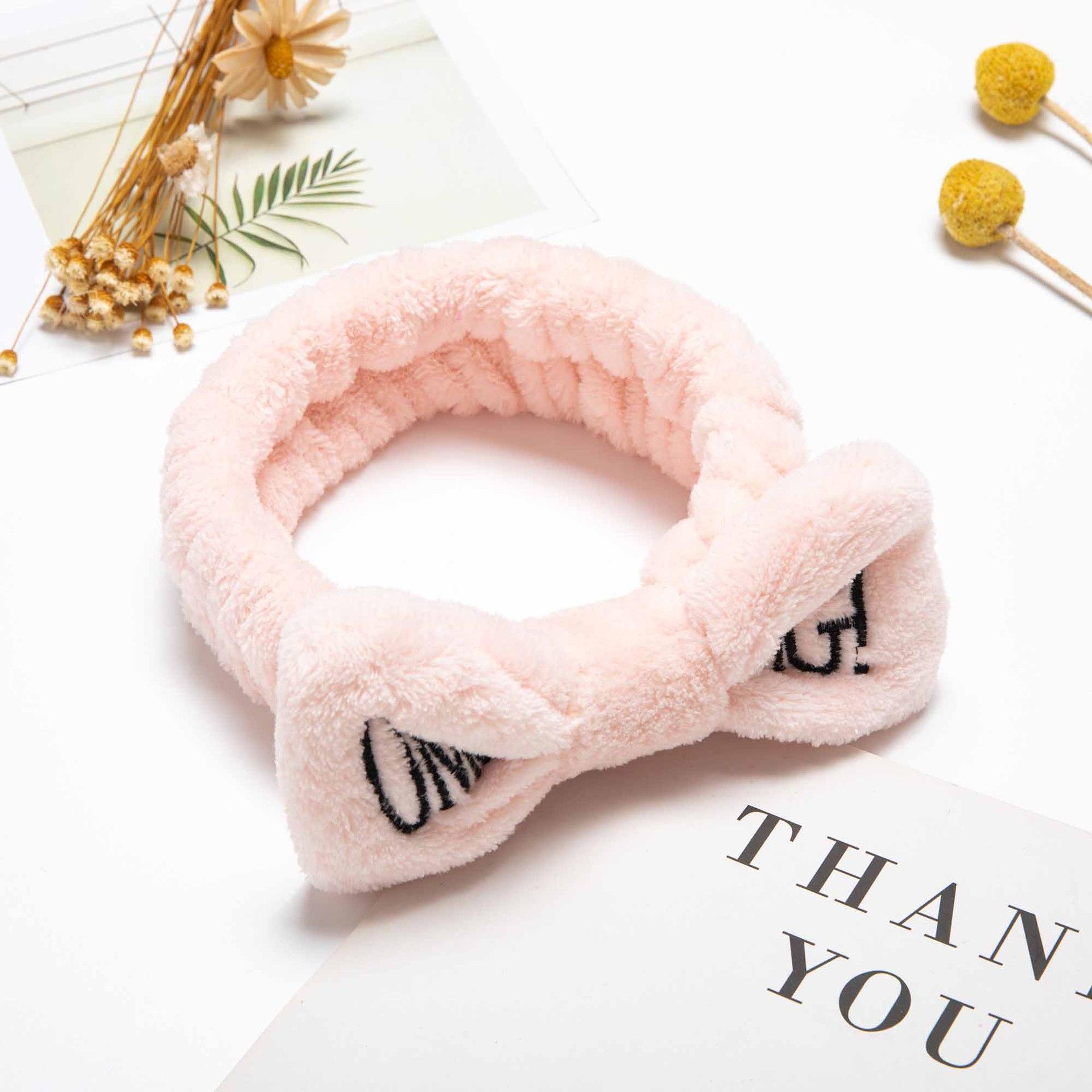 

Женская повязка на голову OMG для мытья лица с большим бантом, спортивная повязка на голову, аксессуары для волос светло-розовый