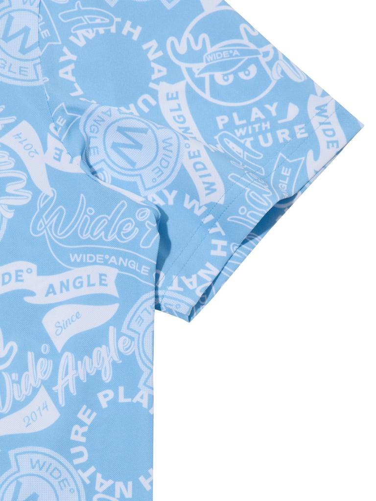 WIDEANGLE Co Reindeer Graphic Polo Shirt M_Ice Blue
