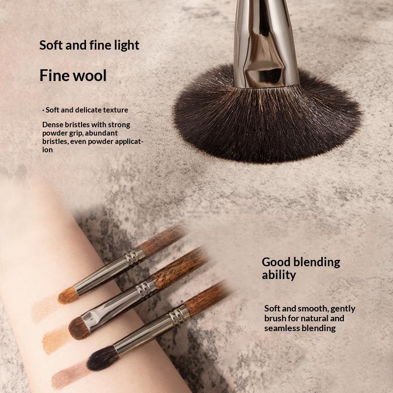 Professional Animal Hair Makeup Brush Set Complete Soft Bristles for Eyeshadow Lip Foundation Beginner Use