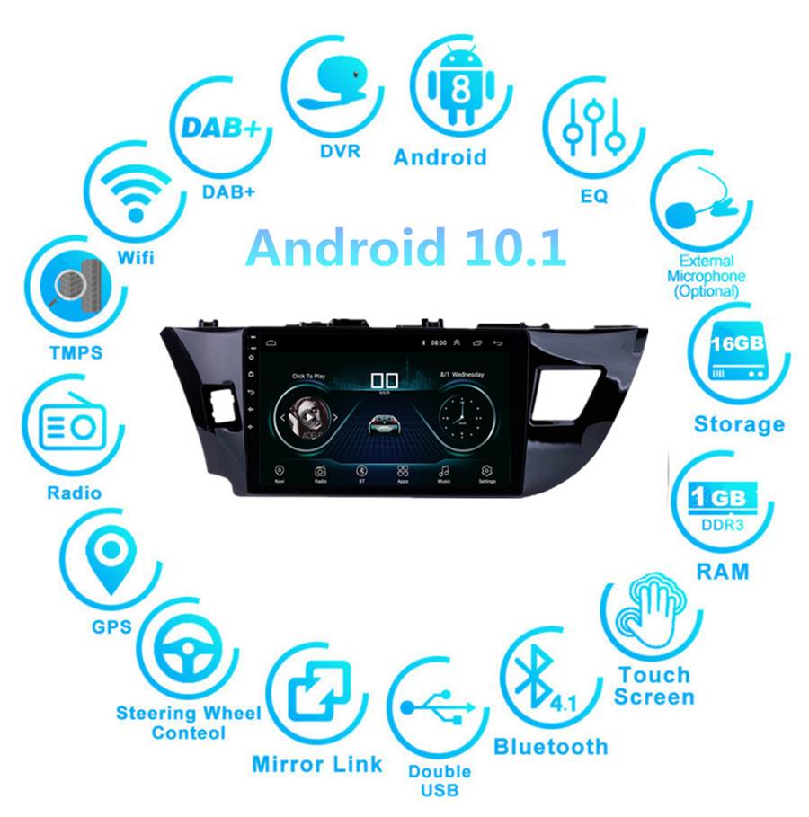 10.1" Car Stereo Radio Player GPS Navi WiFi 1+16GB OBD For Toyota Corolla 14-16