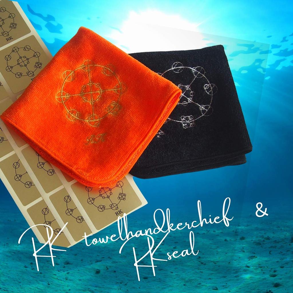 Lucky RK Towel Handkerchief RK Sticker 3 Sets Item (orange & Black) + (5 Pieces)