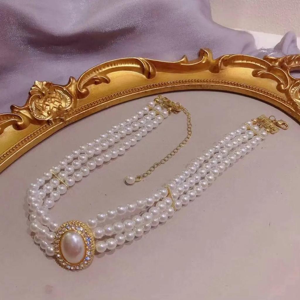 SHANGZHIHUA The Elegant Light Luxury Three-layer Pearl Collar, 2021 New Trend Jewelry Fashion Woman's Necklace Party Gift
