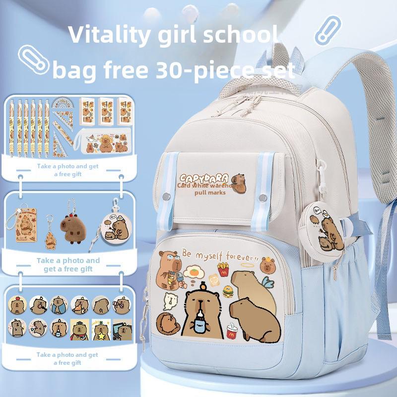 2024 Capybara Girls' Backpack: Stylish, Spacious & Perfect for Grades 1-6