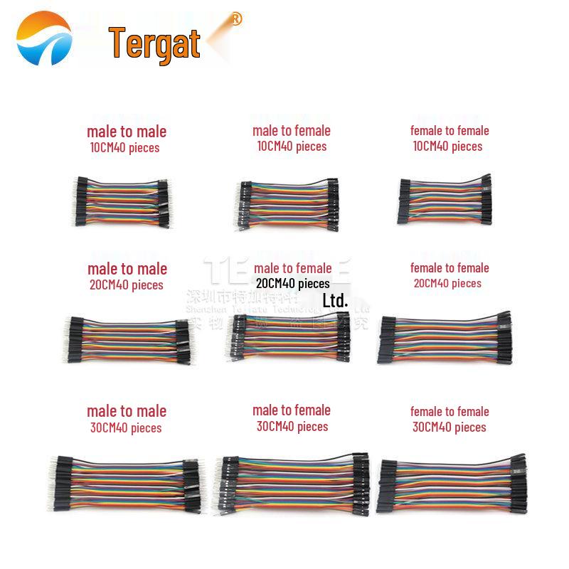 40-Pack Colored 10CM DuPont Male-to-Male Double-Ended Connector Wires