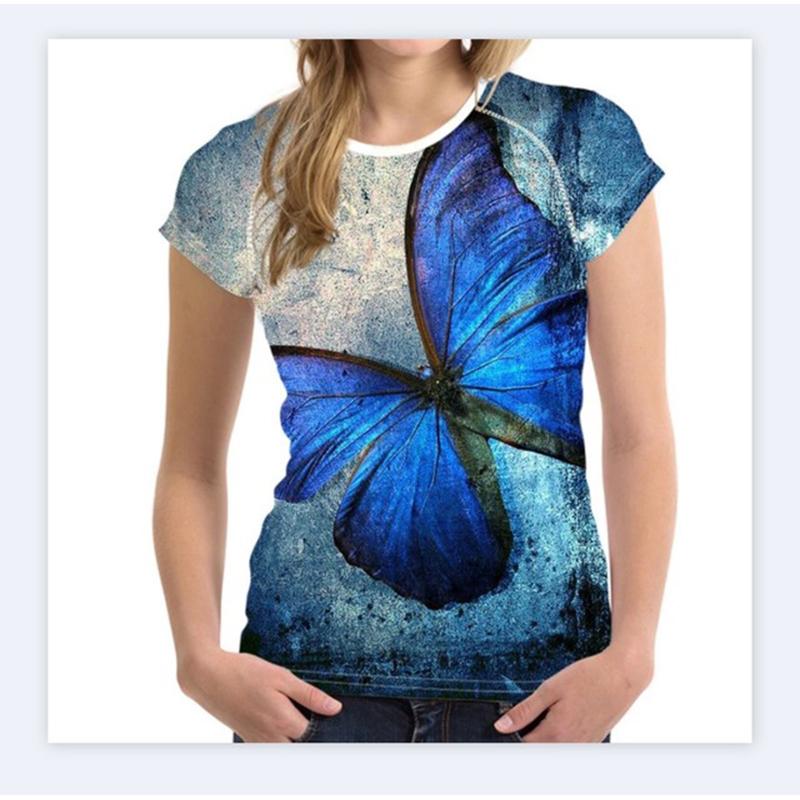 Summer T-Shirts Butterfly 3D Print Streetwear Women's Casual Fashion Oversized O-Neck T Shirt Female Girl Tops Tees Clothing