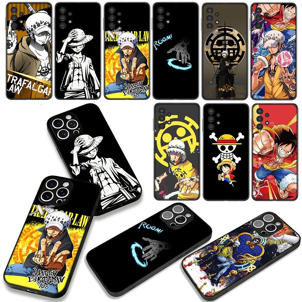 for Samsung Galaxy A25 A37 A57 A12 A14 A50 A51 A70 A71 A72 A21S A04 M15 Note 20 9 8 10 Case One Piece Trafalgar Water Law Luffy