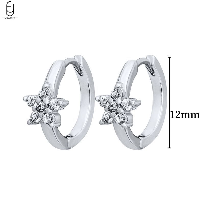 925 Silver Ear Buckles Fashion Hoop Earrings White Crystal Luxury Women's Earrings Wedding Women's Jewelry Premium Gift