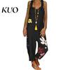 Kvinders Ærmeløs Hagesmækdragt Rygløs Blomstret Print Løstsiddende Jumpsuit Dungarees