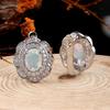 Light Luxury 925 Sterling Silver Clasp Earrings Natural Opal October Birthstone Fine Jewelry for Women's Banquet Festival Wear