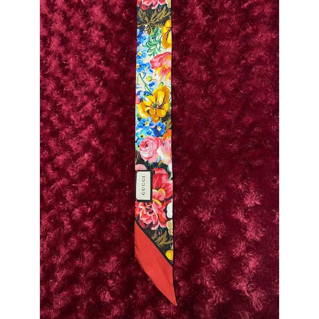 Used GUCCI Floral Scarf Neck Bow Ribbon Reversible Pattern