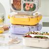 Lunch Bentos Container with Clear Lid, 800Ml Stainless Steel 3 Compartment Box for Meals, Snacks, and School