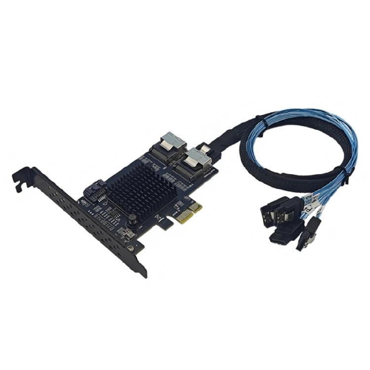 SFF8087 To PCIE Adapter PCIE X1 To SFF-8087 Expansion Card Support 9 Port 6Gbps SATA3.0 Controller Accessories