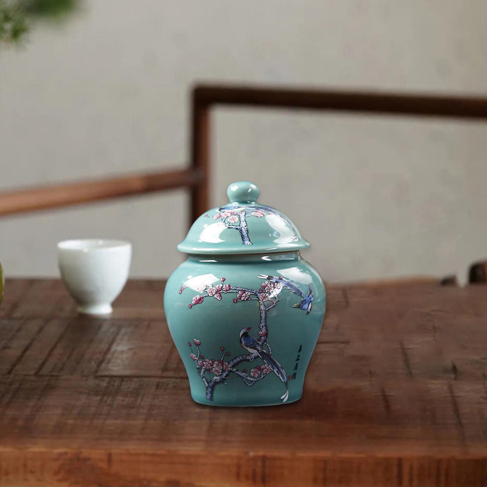 Ancient Chinese Style Ceramic Ginger Jar Gift Storage Jars for Loose Tea