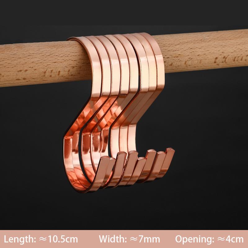 

10-40 шт. плоских крючков S из нержавеющей стали, многофункциональный крючок S-образной формы для перил кухни и спальни, золотая вешалка для одежды для шляп 10PCS розового золота