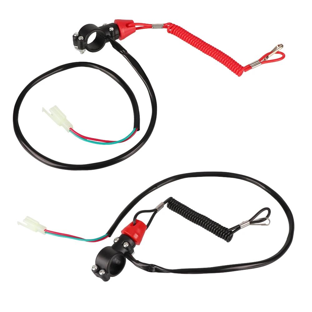 Motorcycle Kill Stop Switch & Safety Tether Cord For 22mm Handlebar Scooter Honda Yamaha Suzuki Mini Dirt Bike ATV Quad Moto