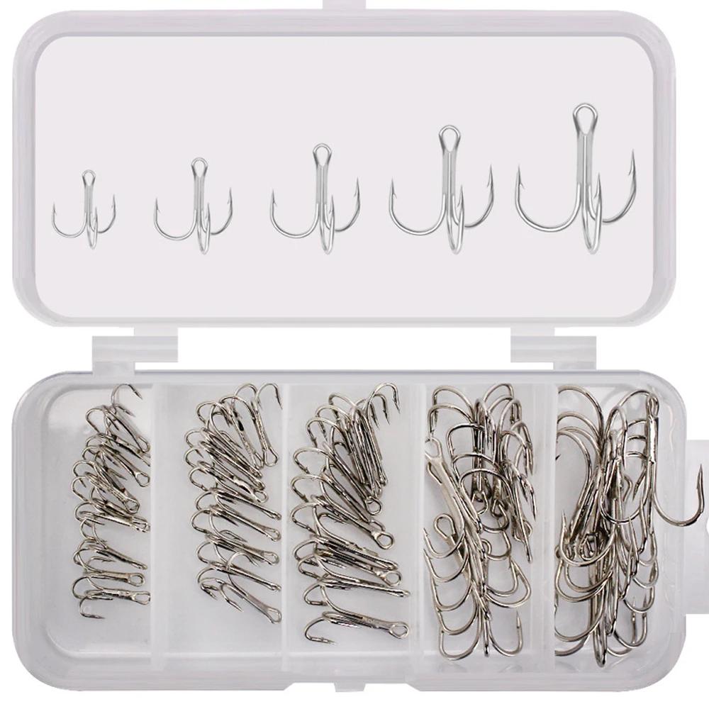 

Ultra Sharp High Carbon Treble Hooks - 50pcs Box (Sizes 14-2#) for Bass Pike Saltwater - Silver/Black Barbed Fishing Hooks 260319 Mix 50Pcs жёлтый