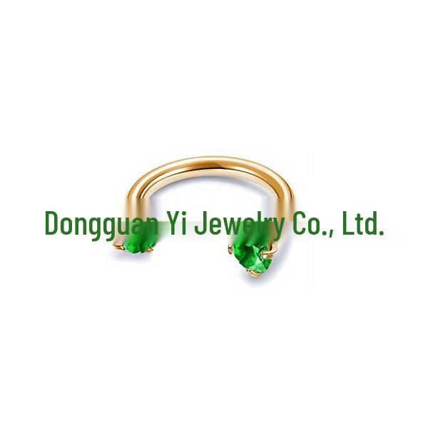 Stainless Steel U-Shaped Nose Ring with Double Zirconia
