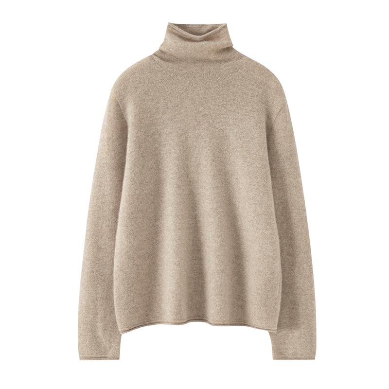 Women's 100% Pure Cashmere High Neck Sweater - Warm, Versatile Pullover for Autumn/Winter.
