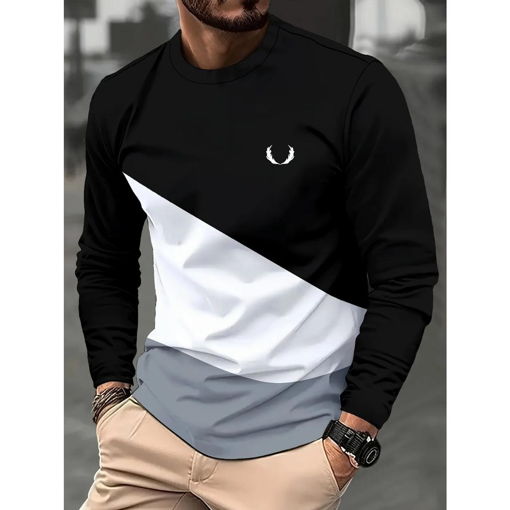 Stylish Striped 3D Print Long Sleeve Spring Fall Casual Vintage Round Neck Outdoor Sports T-Shirts