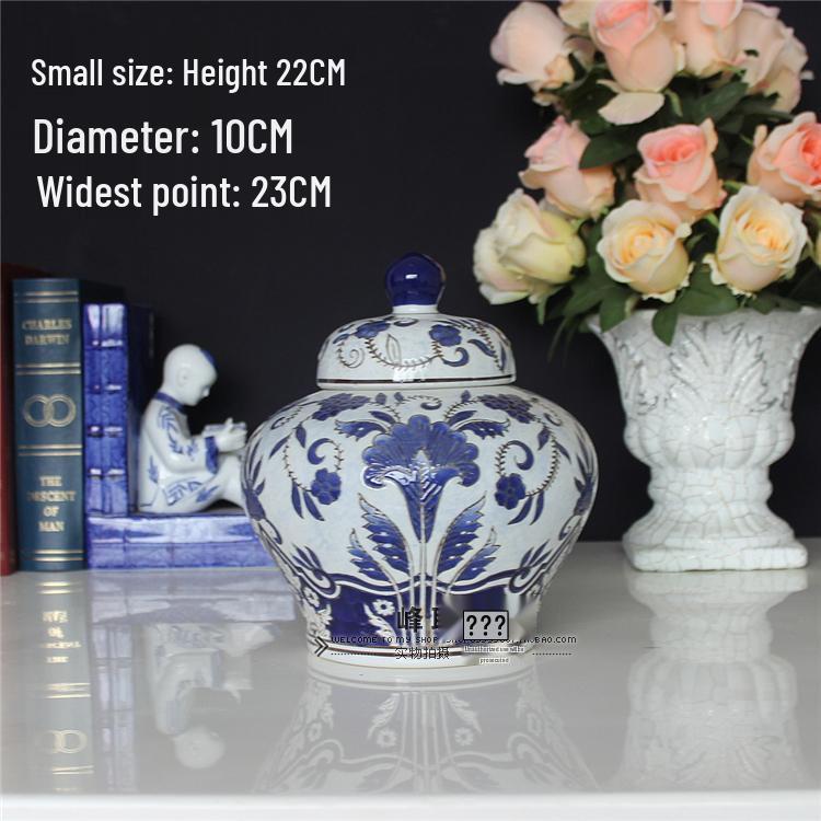 Modern Chinese Jingdezhen Hand-Painted Blue & White Porcelain Vase - General s Jar, High-End Embossed Design