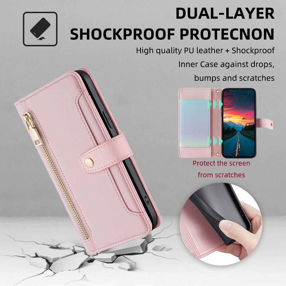 For TCL 505 Case PU Leather Bump Proof Cash Pocket Crossbody Phone Cover