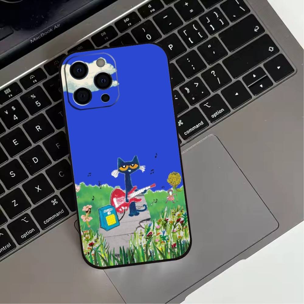 P-Pete-S C-Cat Cute Pattern Phone Case For iPhone 17, 16,15,14,13,12,11 Plus,Pro Max, Others Soft Black Cover