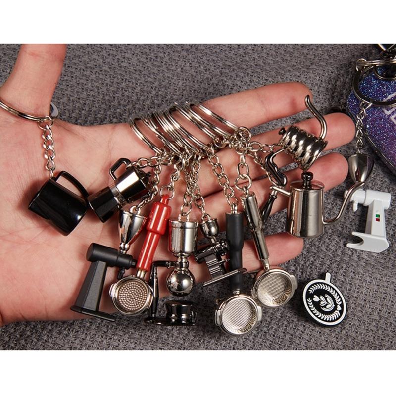 Stylish Coffee Themed Keychain Miniature Espresso Tool Keychain Authentic Coffee Accessories Charm for Fashion Lovers