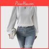 European Solid Style American Color Loose Lantern Sleeve Womens Shirt