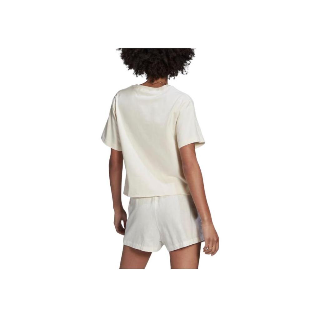 Adidas Originals Three Stripes Solid Logo Irregular Hem T-Shirt Women Tops White HD2759