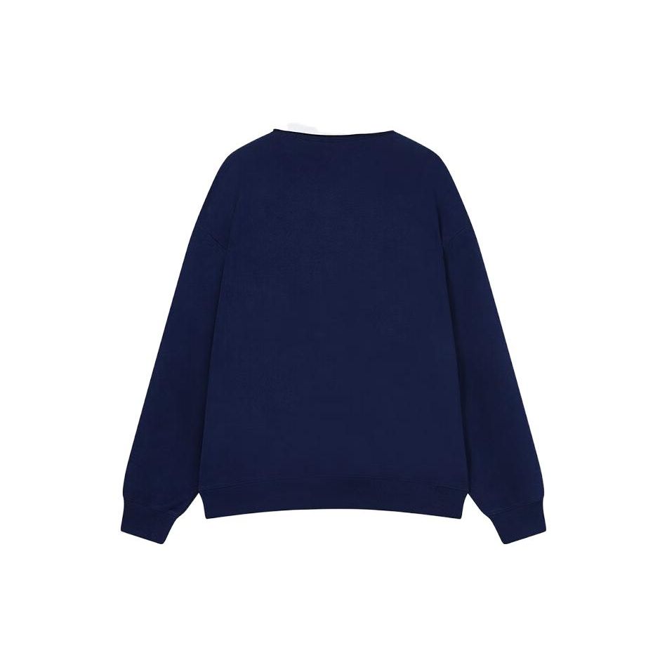 FILA American Vintage Sweatshirt Autumn Letter Print Loose Polo Neck Pullover Unisex sweatshirt Deep-Sea-Blue F11U339201FNV