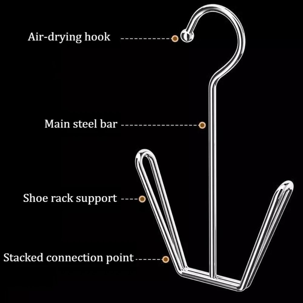 4Pcs/Pack Silver Shoe Drying Rack Stainless Steel Storage Organizer New Clothes Hanger Hook