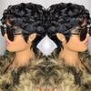 Corto para Pelucas Brasileñas Pixie Cut Yaki Sin Pegamento Pre-Depilado Corto Rizado Pelucas Flequillo Negro Natural para Mujeres Negras Vietnam