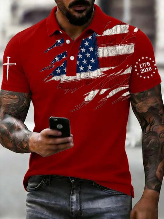 2026 Spring and Summer New Hot Selling Polo Shirt for Men with European and American Short Sleeves and Digital Printing