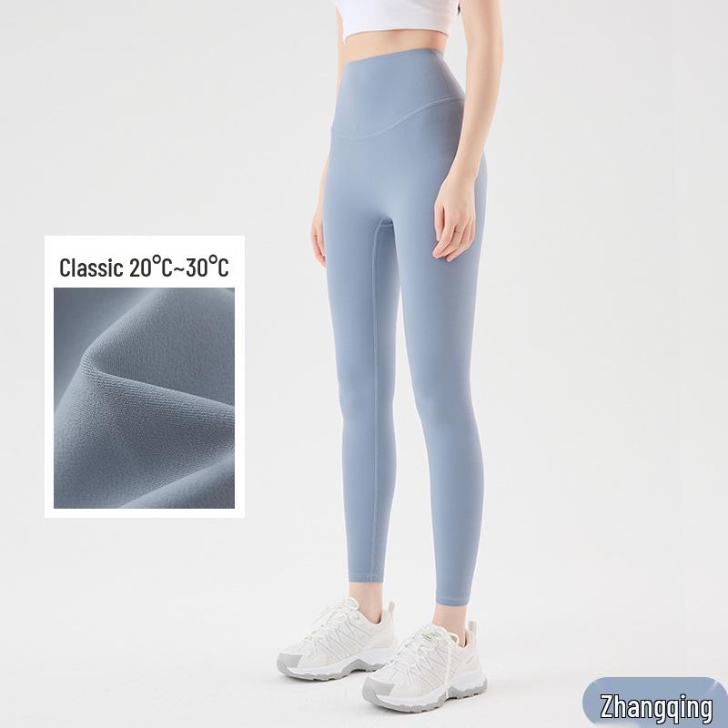 

Штаны для йоги из лайкры телесного цвета с высокой талией премиум-класса: Бесшовная, быстросохнущая, приподнимающая бедра одежда для фитнеса для женщин 2XL (135-150 lbs) синий