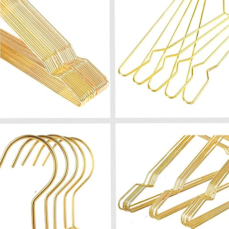 10 Pack Gold Hook Coat Children Metal Heavy Hanger for Clothes With Non-Slip Design Space Saving Heavy Duty Hangers for Pets Dog