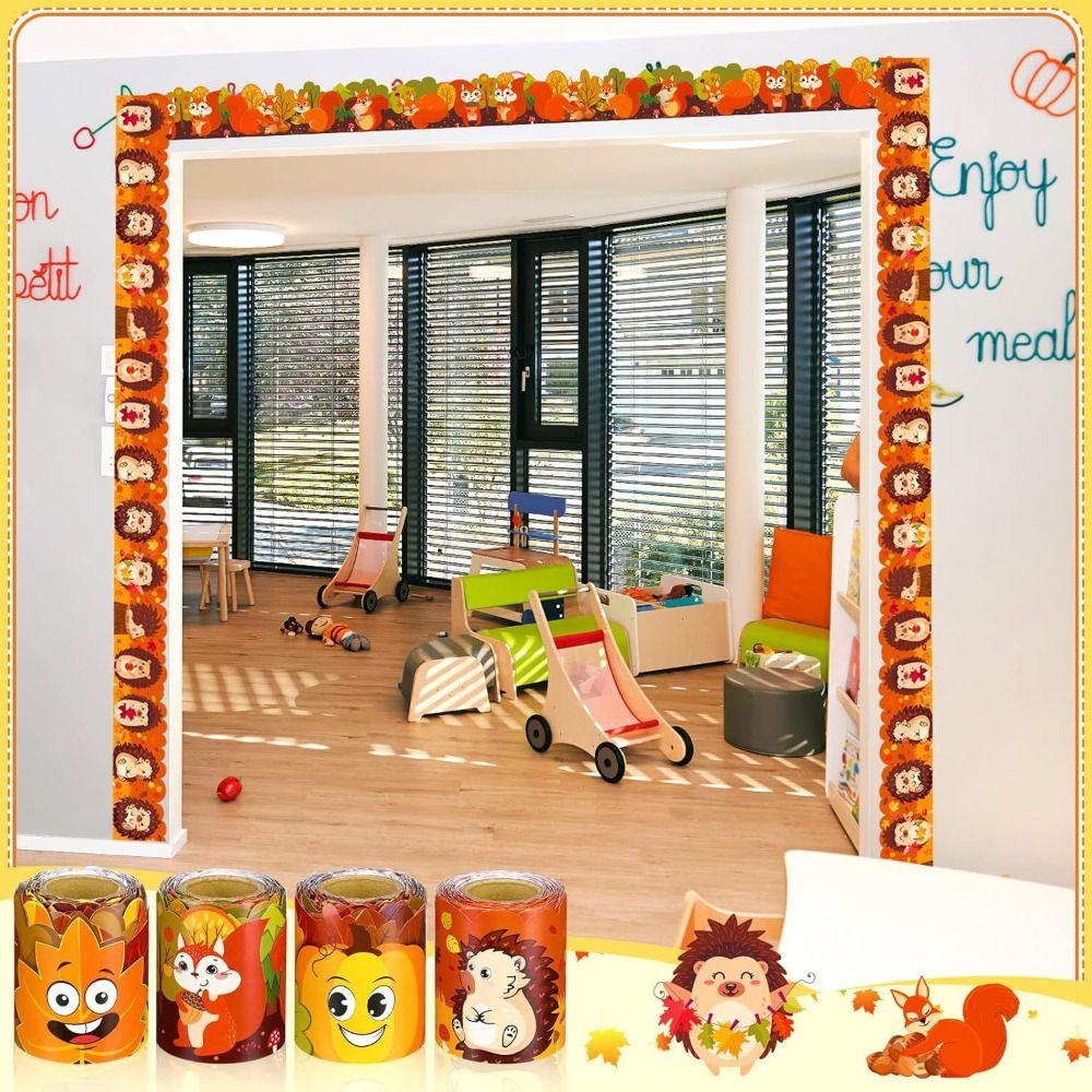 10m/Roll Cartoon Animal Poster Border Stickers  for Thanksgiving Wall Decoration