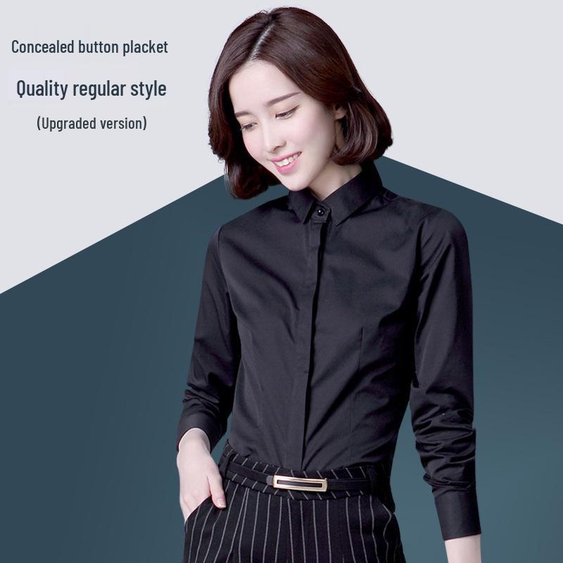 Women's Fleece-Lined Long-Sleeve Shirt: New Autumn/Winter Style, Thick & Warm Base Layer, Professional Formal Wear