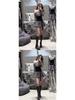 French One-Shoulder Spicy T-shirt & Grey Waist-Cinched Skirt Set for Women