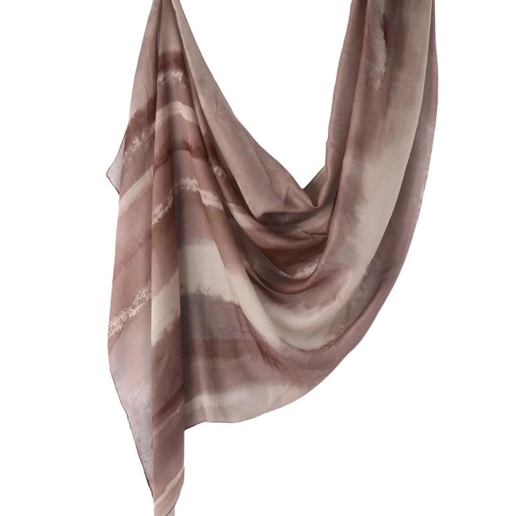 "Ethnic Watercolor Modal Cotton Shawl Satin Print Scarf for Women"