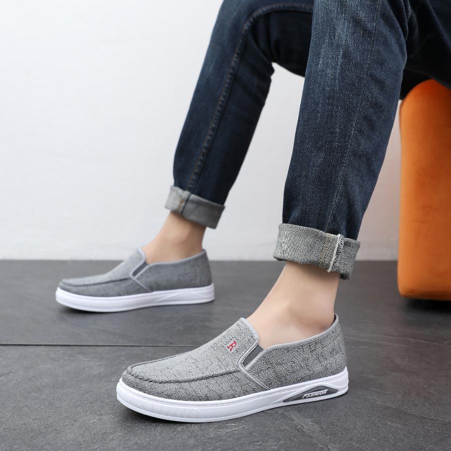 

Мужская обувь Повседневная обувь Мужские дышащие парусиновые туфли на плоской подошве Весенние и летние мужские мокасины Удобные дышащие кроссовки 44 серый