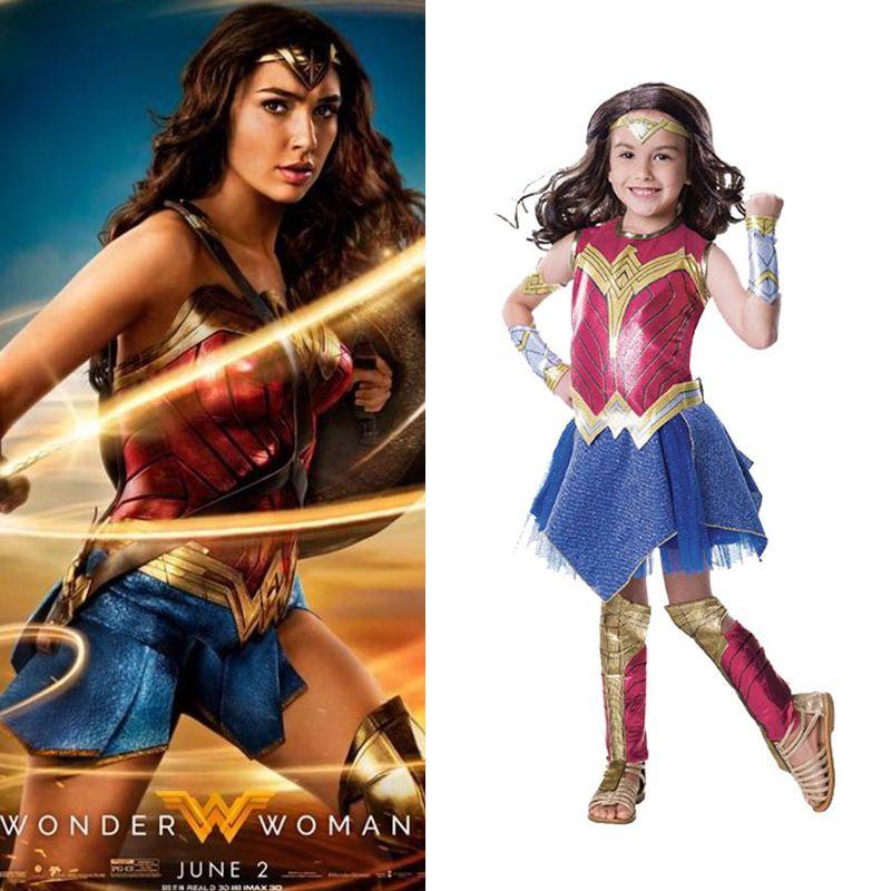 Wonder Woman Cosplay Costume For Kids Halloween And Party Suit For Girls