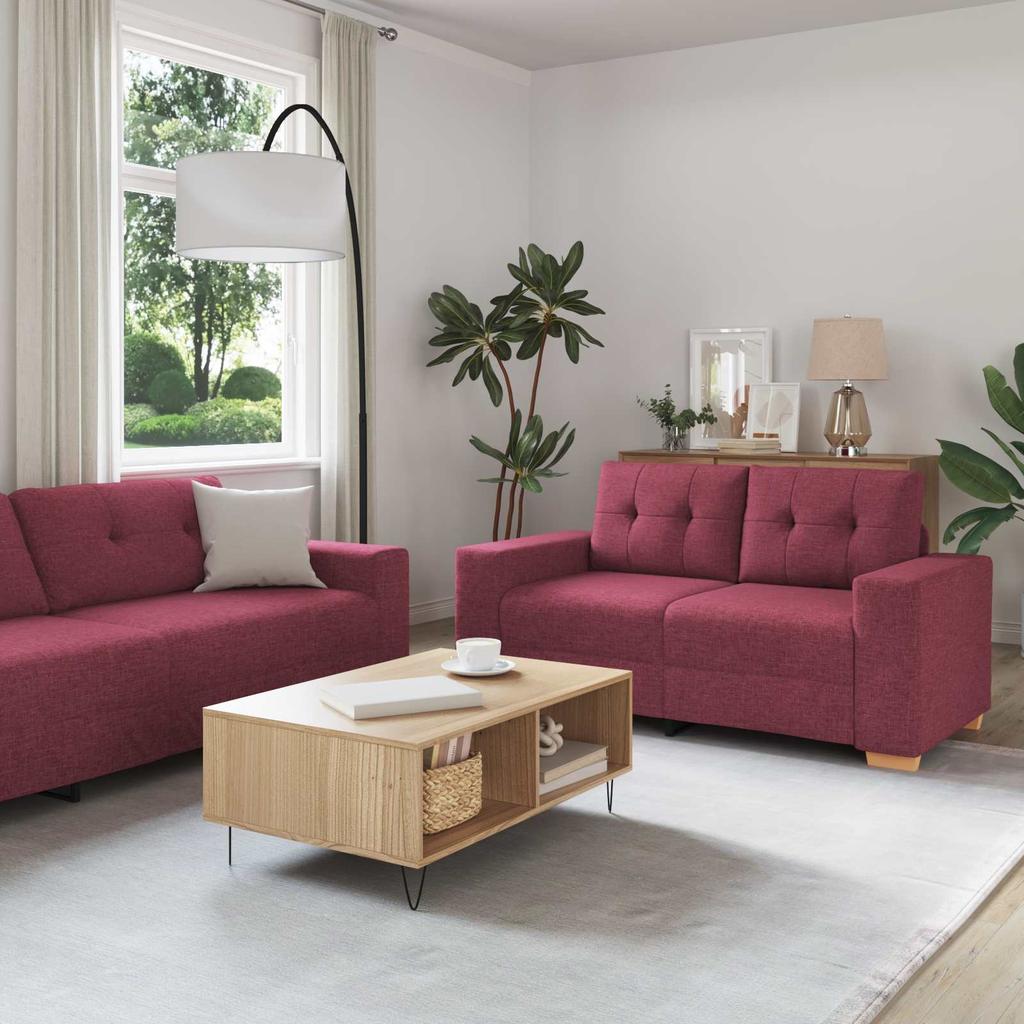 3 Piece Sofa Set Wind Red 221 x 80 x 80 cm Linen Blend Fabric
