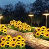 6 Head Solar Simulation Sunflower LED Lights with Luminous Pole for Garden Yard Lawn Patio Pathway Night Landscape Decor Lamp